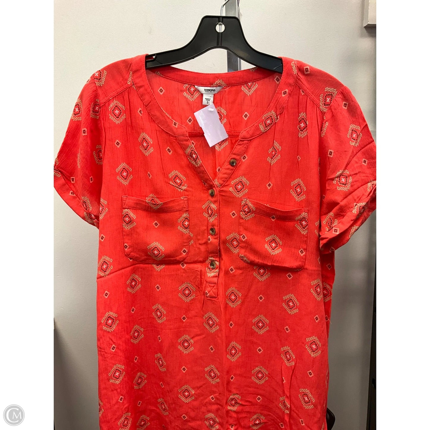 Top Short Sleeve By Sonoma In Orange, Size: S