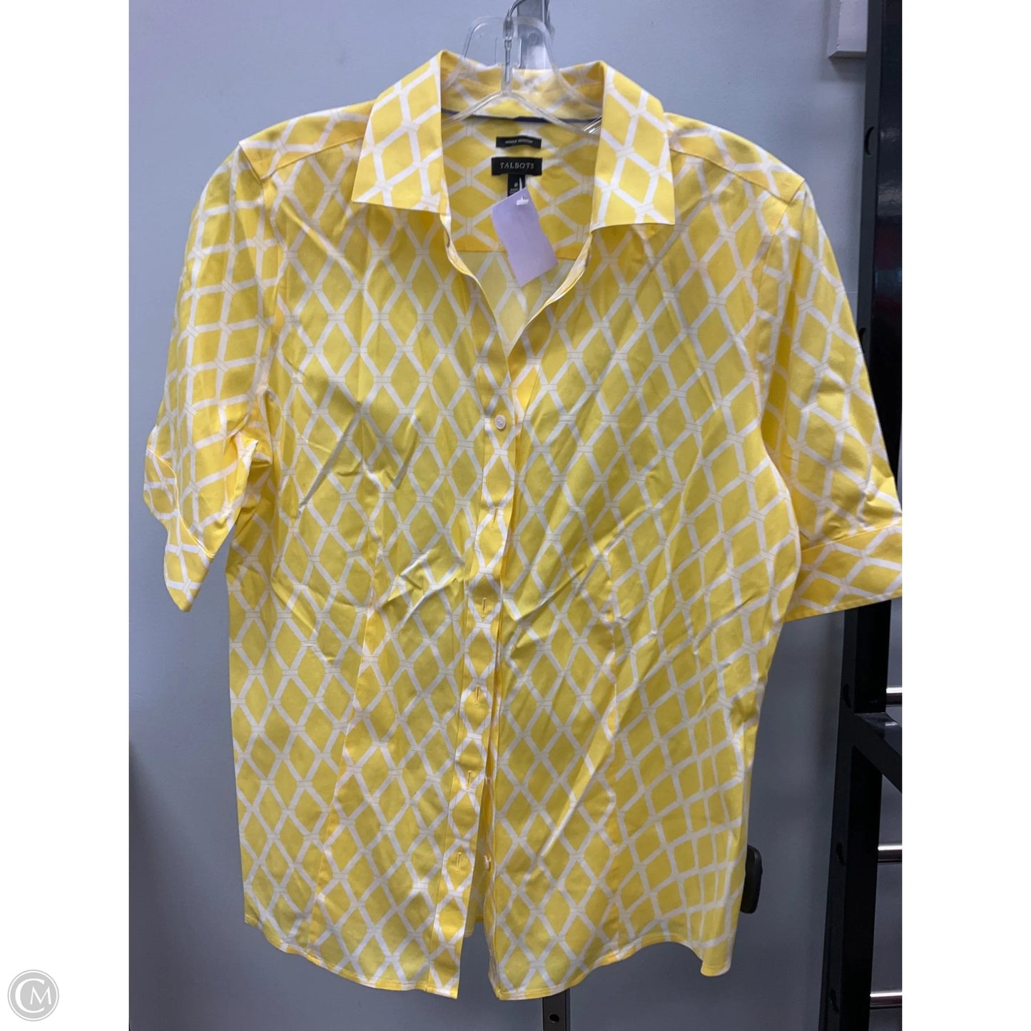 Top Short Sleeve By Talbots In Yellow, Size: 8