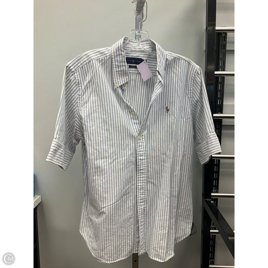 Top Short Sleeve By Ralph Lauren In Blue & White, Size: L