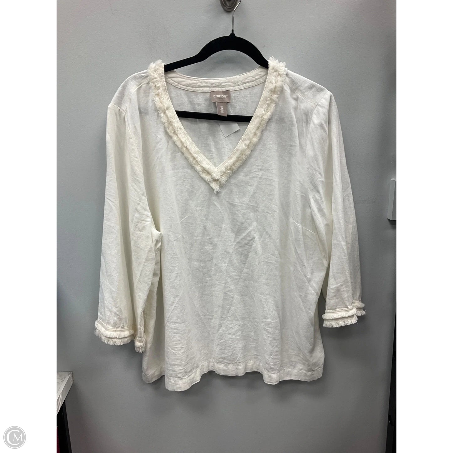 Top Long Sleeve By Chicos In Cream, Size: Xl