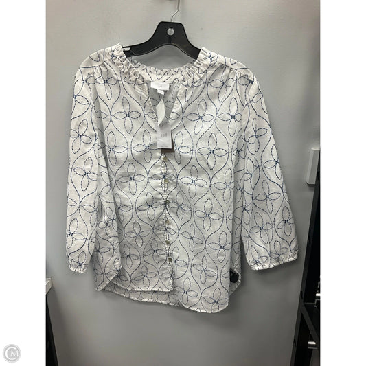 Top Long Sleeve By J. Jill In Blue & White, Size: L