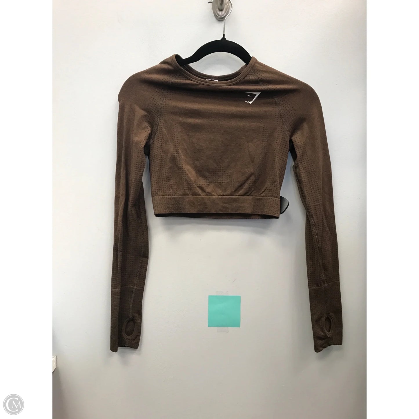 Athletic Top Long Sleeve Crewneck By Gym Shark In Brown, Size: S