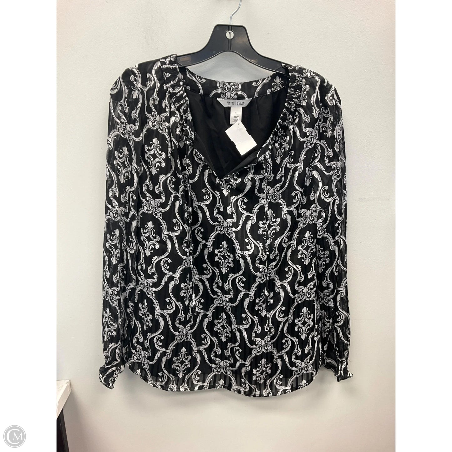 Top Long Sleeve By White House Black Market In Black & White, Size: S