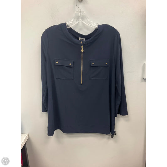 Top Long Sleeve By Anne Klein In Navy, Size: M
