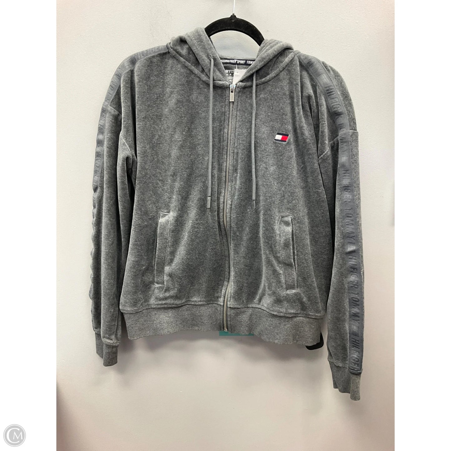 Athletic Sweatshirt Hoodie By Tommy Hilfiger In Grey, Size: M
