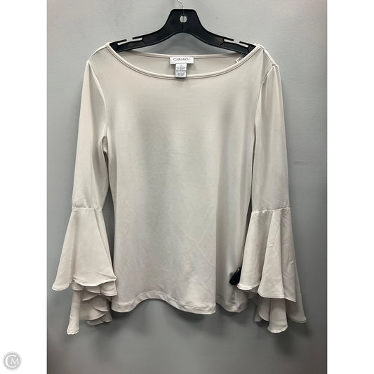 Top Long Sleeve By Carmen By Carmen Marc Valvo In Cream, Size: S