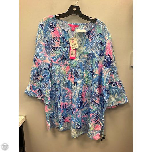 Top Long Sleeve Designer By Lilly Pulitzer In Blue & Pink, Size: Xl