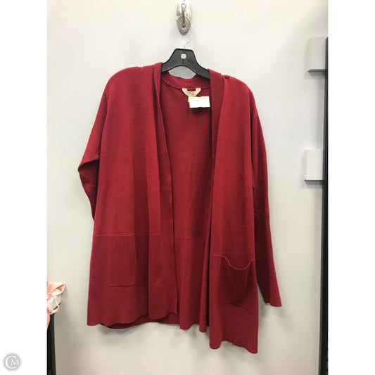 Sweater Cardigan By Terra & Sky In Red, Size: 1x