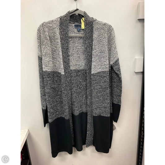 Sweater Cardigan By Karen Scott In Black & White, Size: L