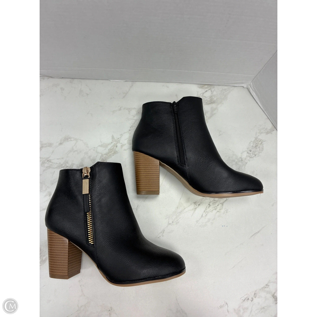 Boots Ankle Heels By Apt 9 In Black, Size: 9