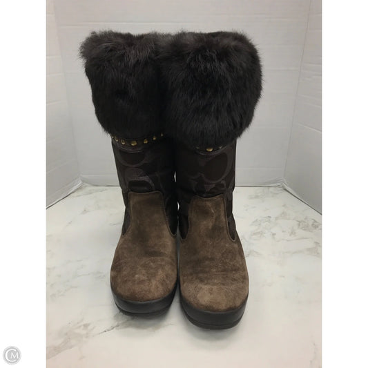 Boots Designer By Coach In Brown & Purple, Size: 8