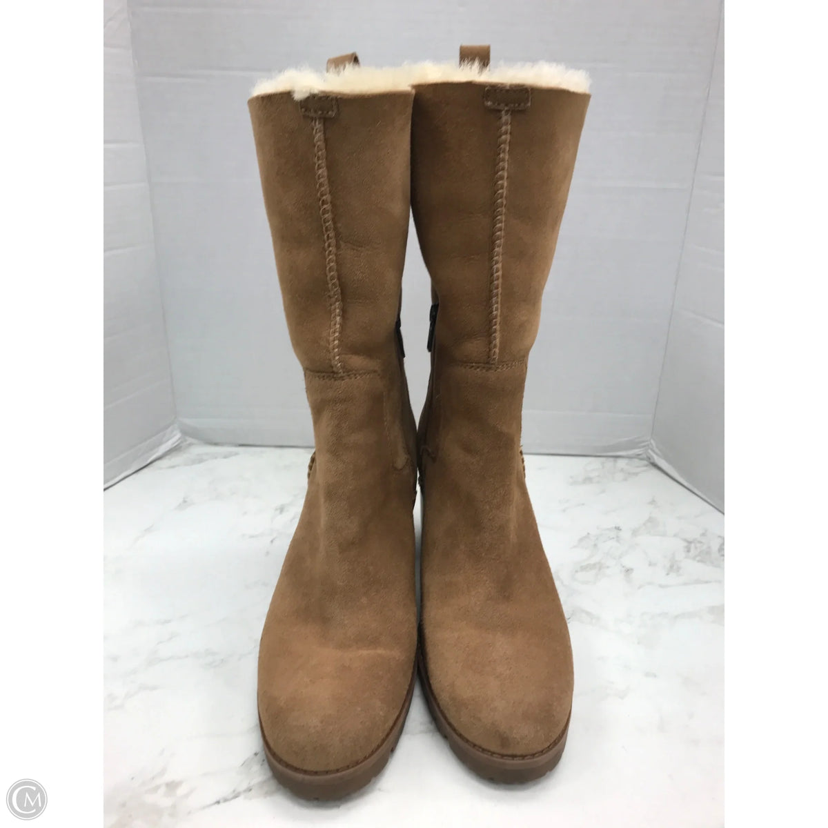 Boots Designer By Ugg In Brown, Size: 9