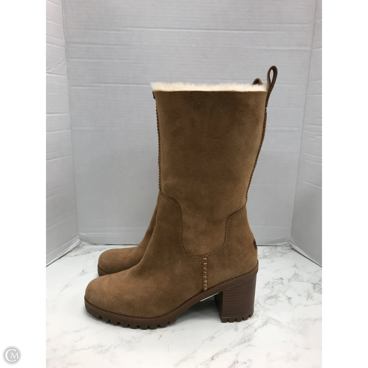 Boots Designer By Ugg In Brown, Size: 9