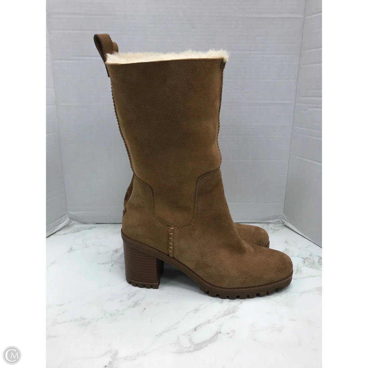 Boots Designer By Ugg In Brown, Size: 9