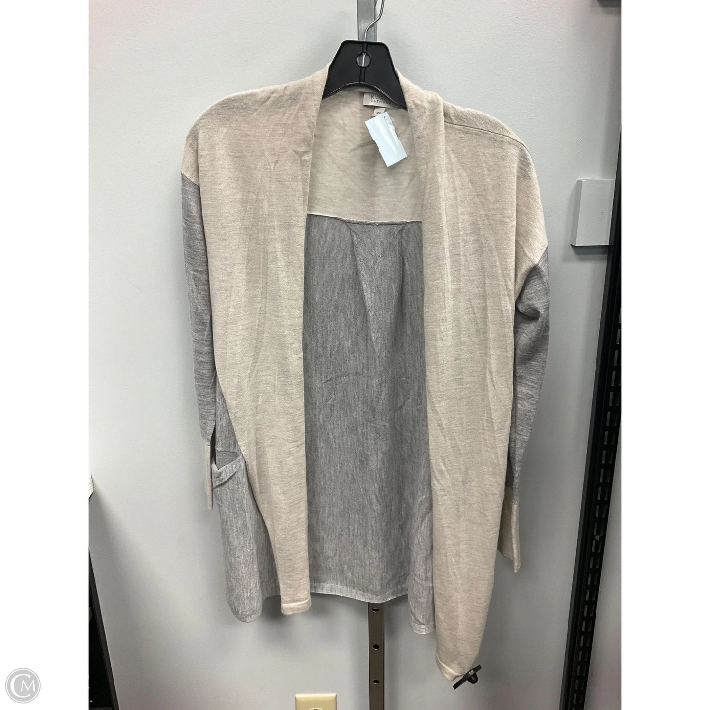 Sweater Cardigan Cashmere By Clothes Mentor In Grey & Tan, Size: Xs