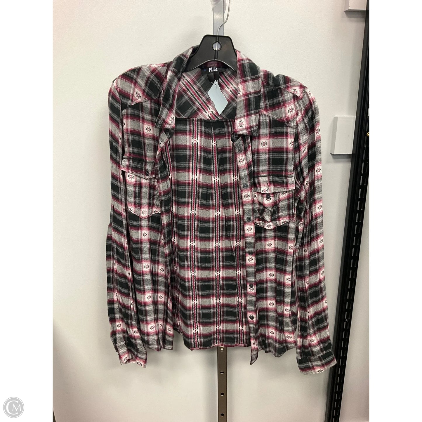 Top Long Sleeve By Paige In Plaid Pattern, Size: M