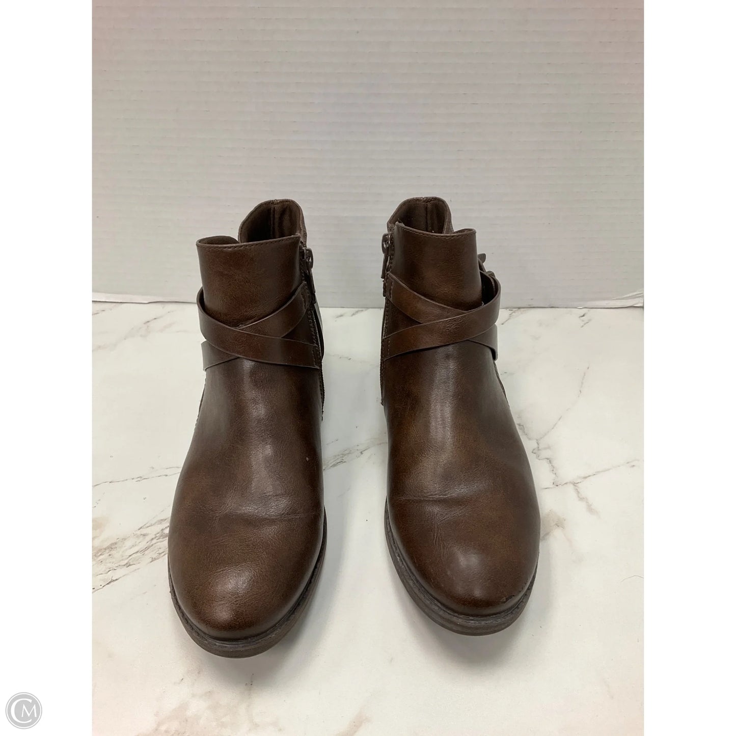 Boots Ankle Heels By Bare Traps In Brown, Size: 7.5