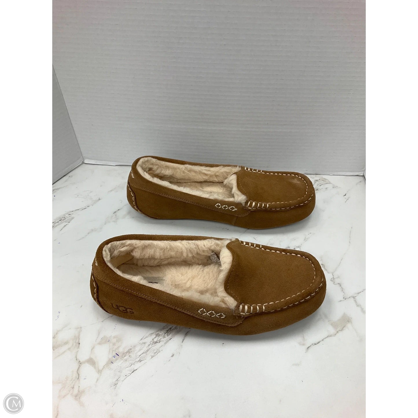 Slippers Designer By Ugg In Brown, Size: 10