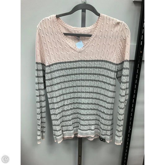 Top Long Sleeve By Croft And Barrow In Grey & Pink, Size: L