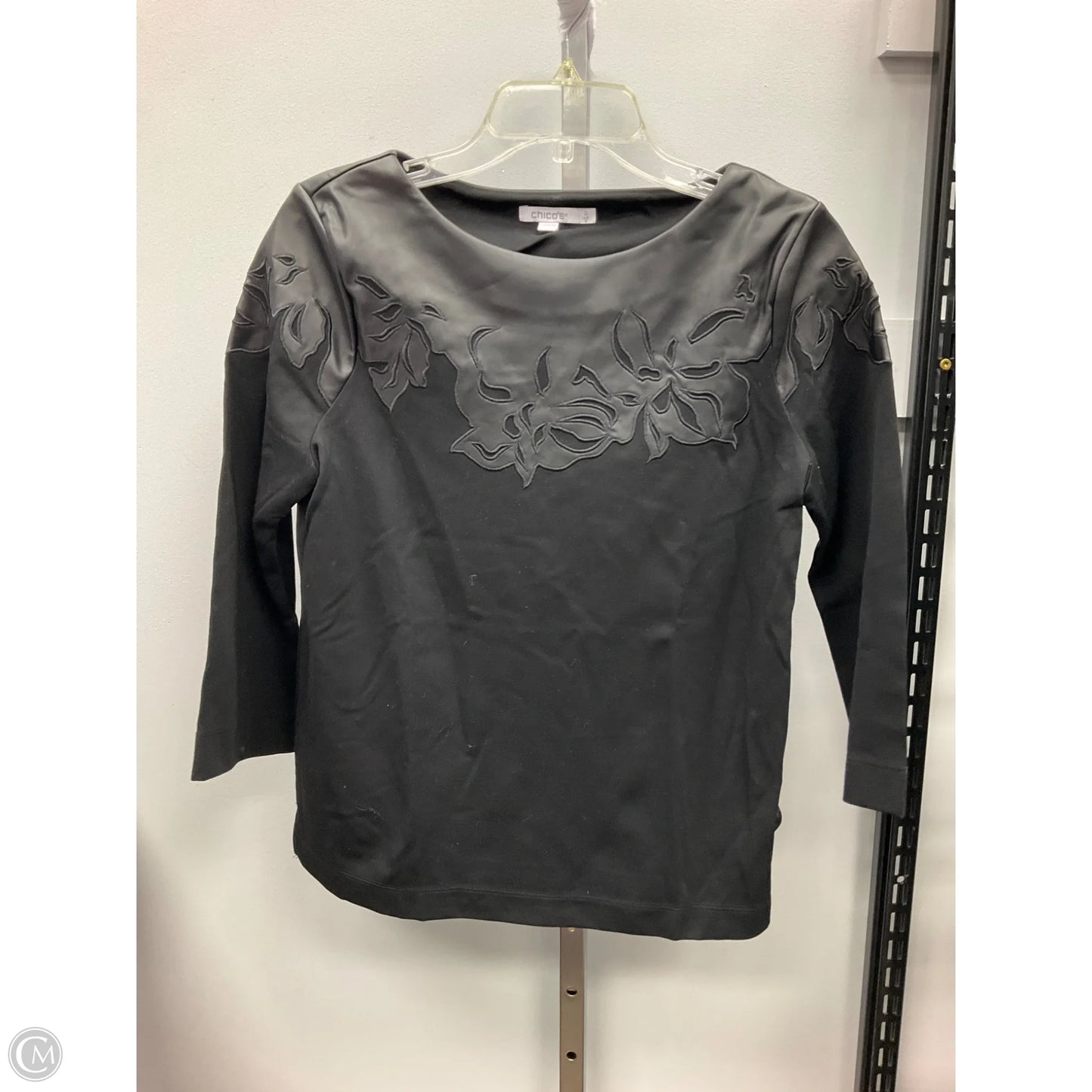 Top Long Sleeve By Chicos In Black, Size: S