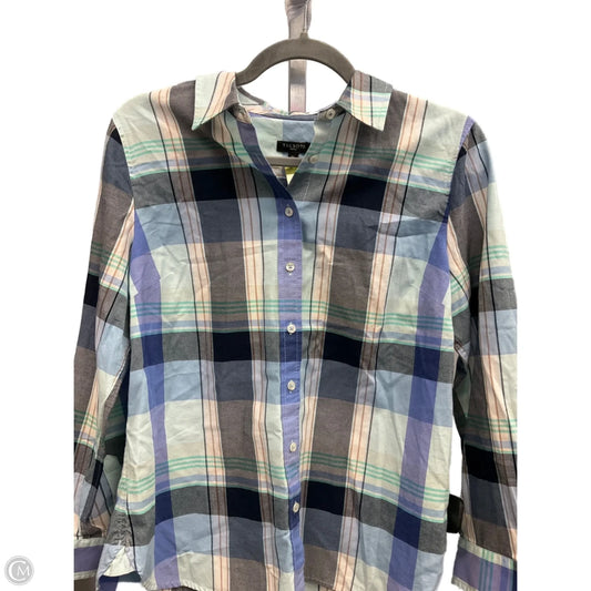 Top Long Sleeve Basic By Talbots In Plaid Pattern, Size: Mp