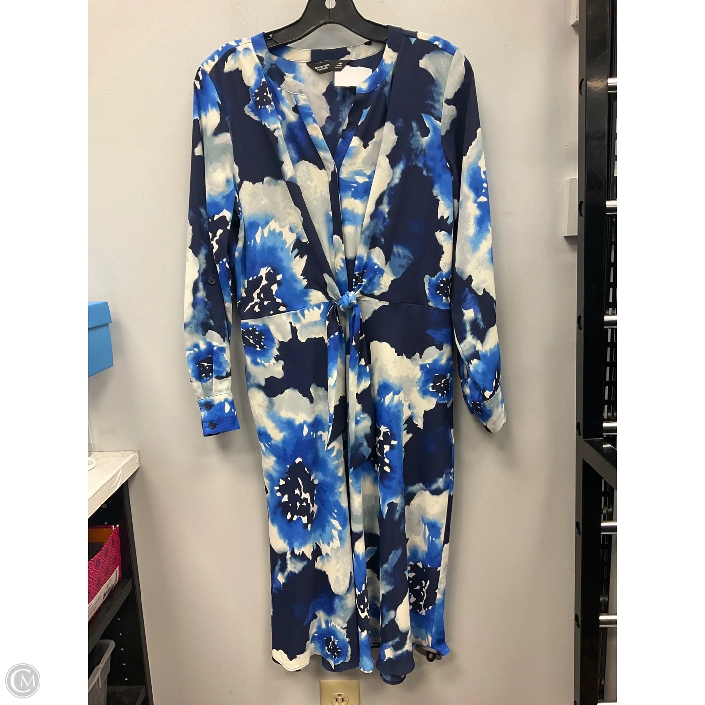 Dress Casual Midi By Simply Vera In Blue & White, Size: Mp
