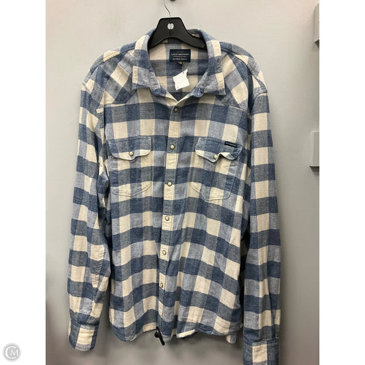 Top Long Sleeve By Lucky Brand In Blue & Cream, Size: Xl