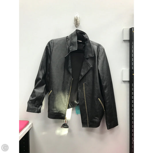 Coat Leather By Chicos In Black, Size: M