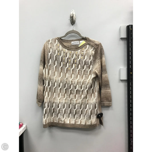 Sweater By Alfred Dunner In Brown & Cream, Size: L