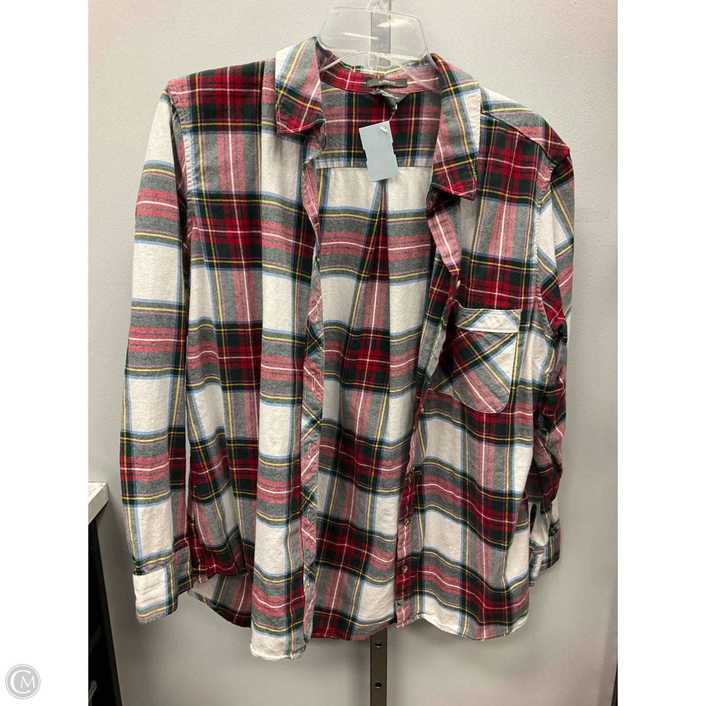 Top Long Sleeve By Eddie Bauer In Plaid Pattern, Size: L