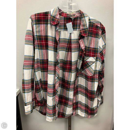 Top Long Sleeve By Eddie Bauer In Plaid Pattern, Size: L