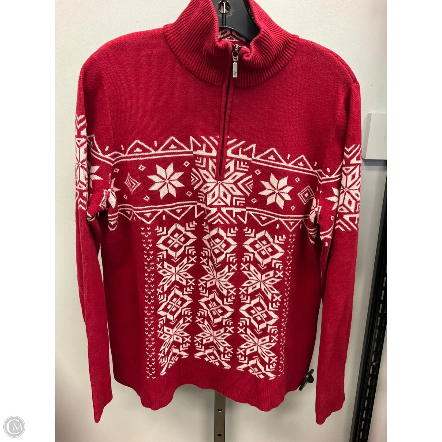 Sweater By Eddie Bauer In Red & White, Size: Xl
