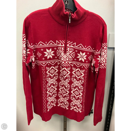 Sweater By Eddie Bauer In Red & White, Size: Xl