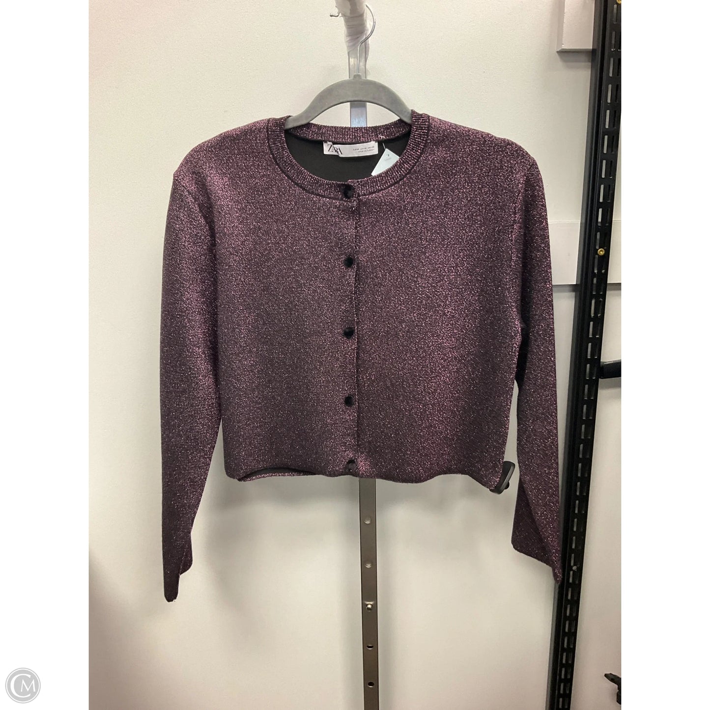 Sweater Cardigan By Zara In Purple, Size: M