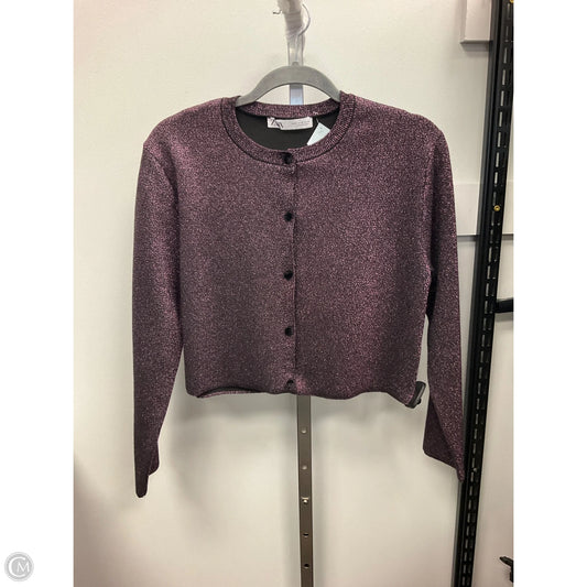 Sweater Cardigan By Zara In Purple, Size: M