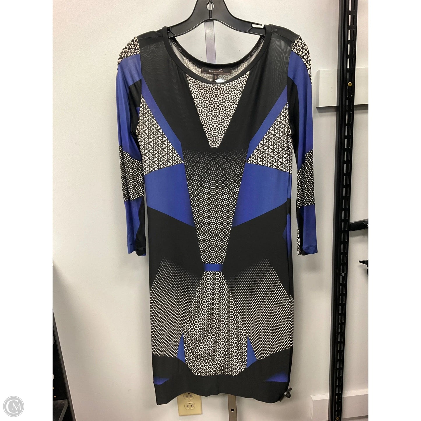 Dress Casual Short By Bcbgmaxazria In Black & Blue, Size: S