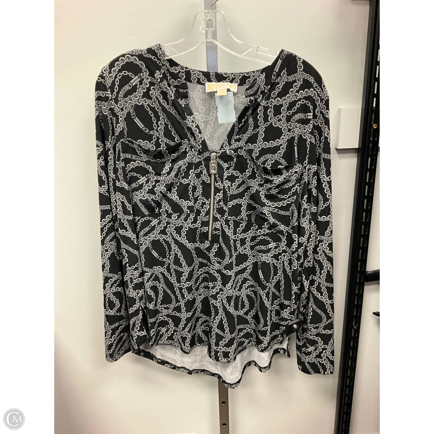 Top Long Sleeve By Michael By Michael Kors In Black & Grey, Size: L