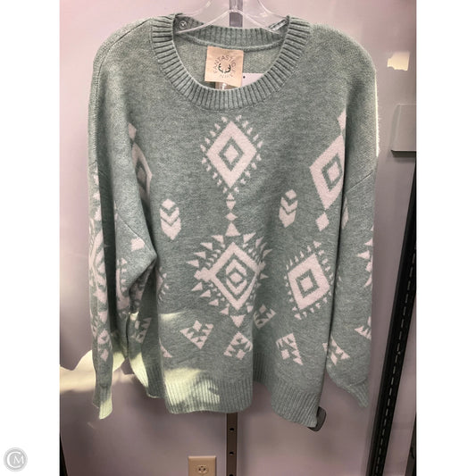 Sweater By Fantastic Fawn In Green & White, Size: M