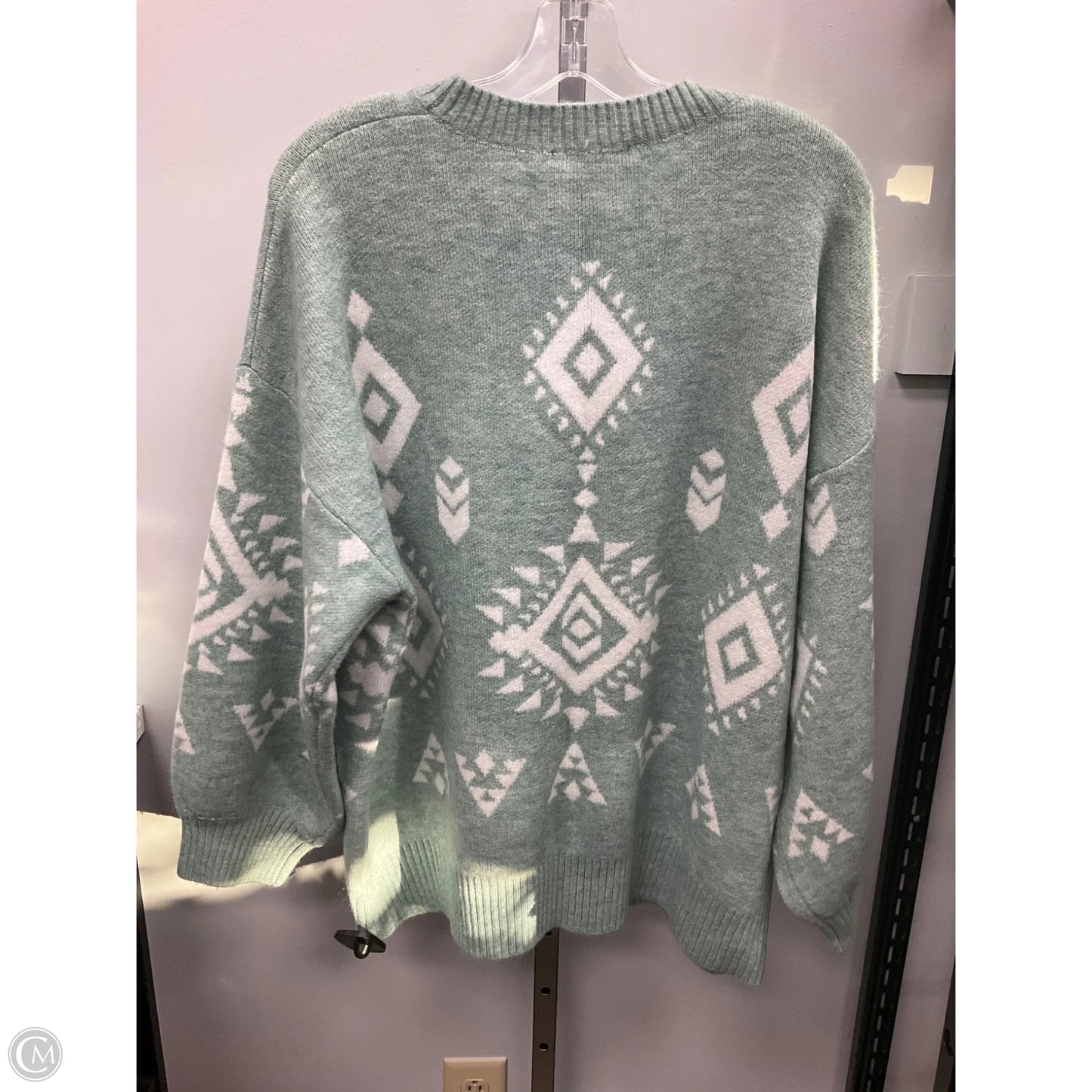Sweater By Fantastic Fawn In Green & White, Size: M