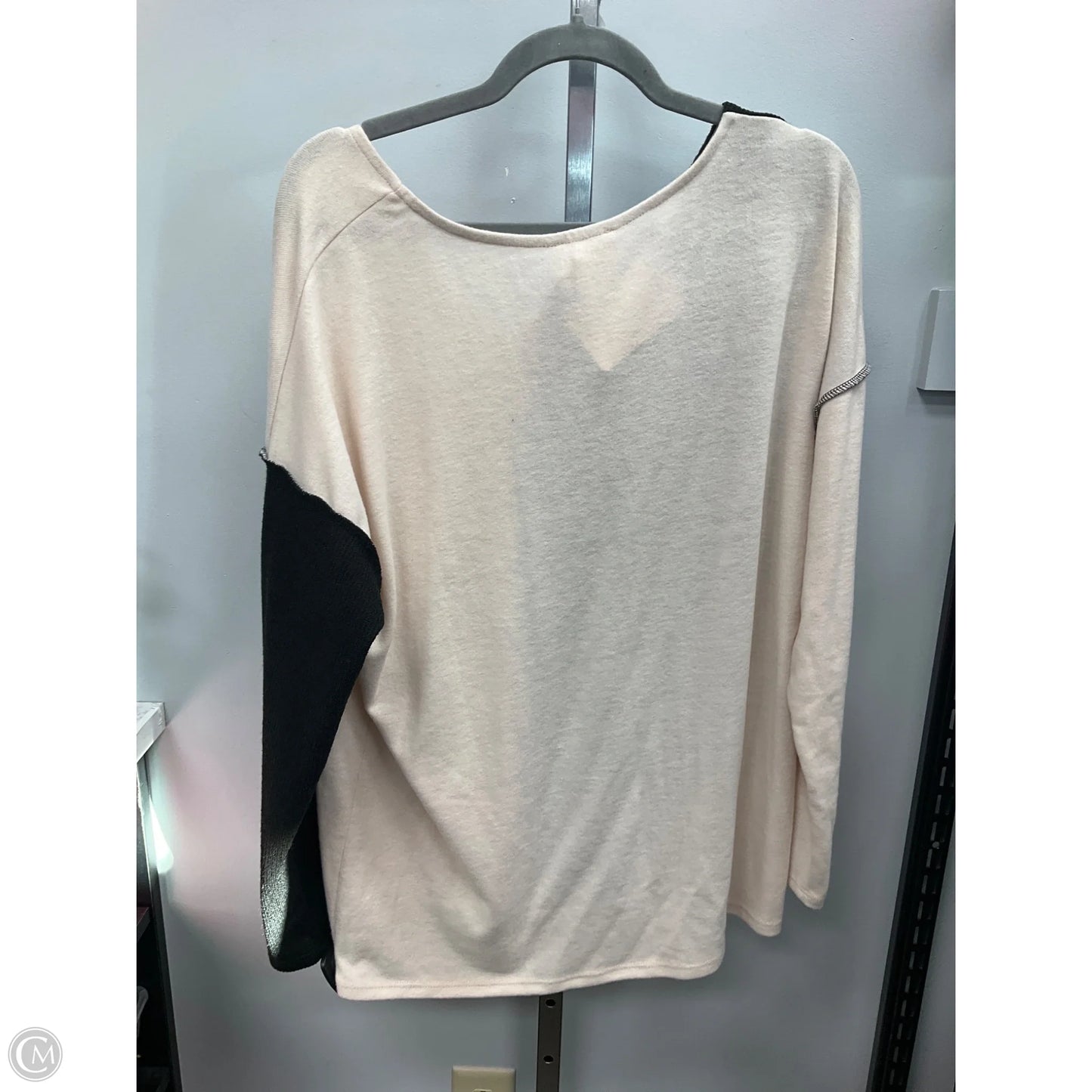 Top Long Sleeve By Bibi In Black & Cream, Size: L