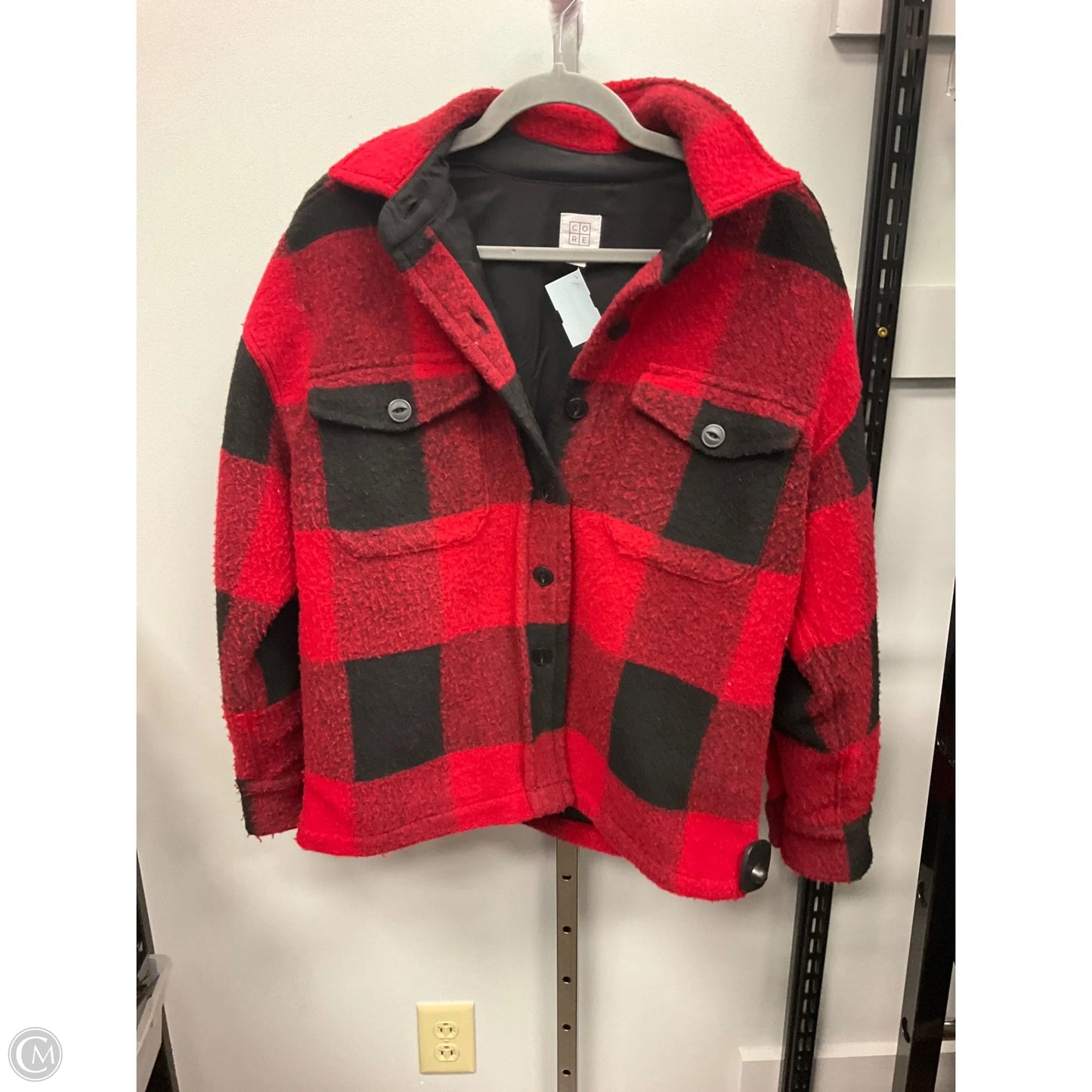 Jacket Shirt By Cmc In Black & Red, Size: S