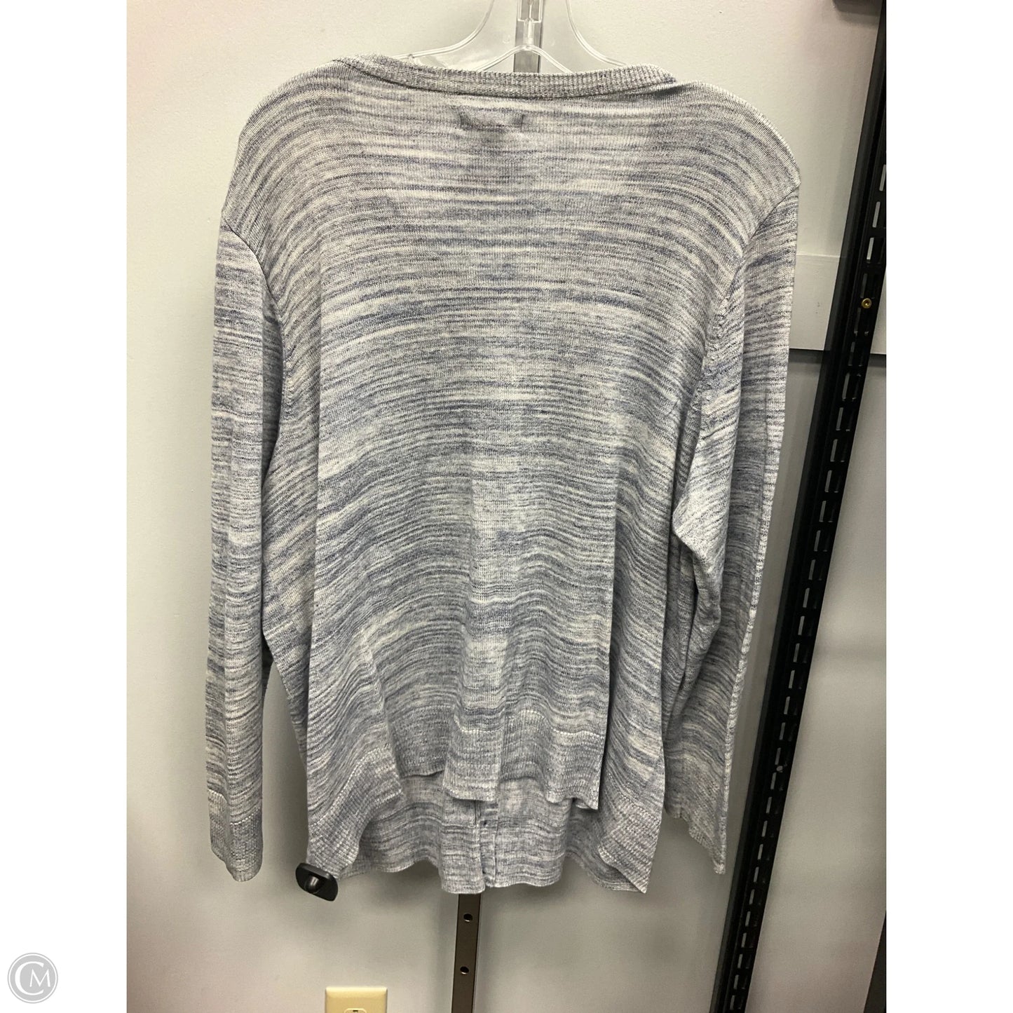 Sweater Cardigan By Croft And Barrow In Blue & White, Size: 1x