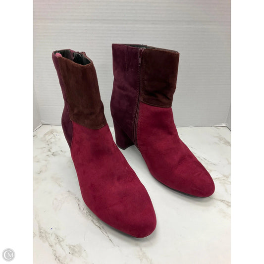 Boots Ankle Heels By Cloudwalkers In Maroon, Size: 9