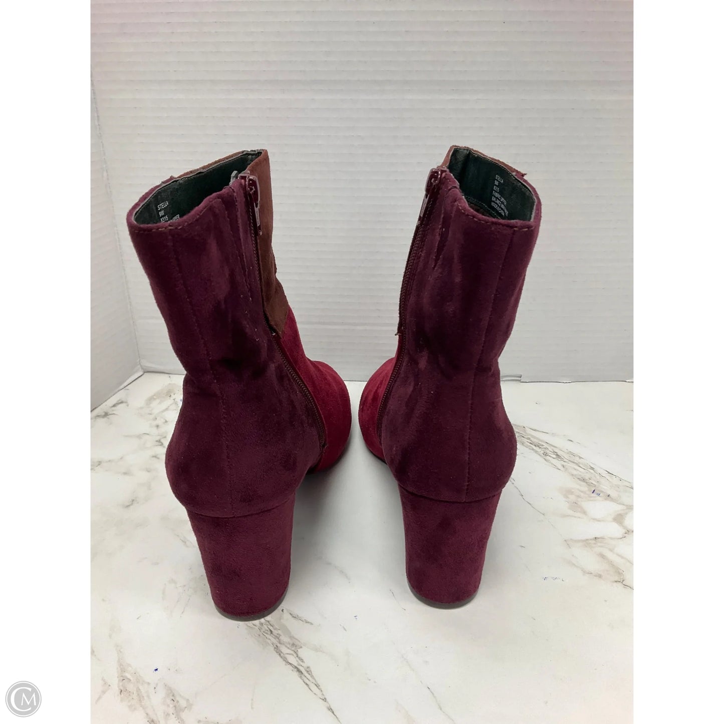Boots Ankle Heels By Cloudwalkers In Maroon, Size: 9