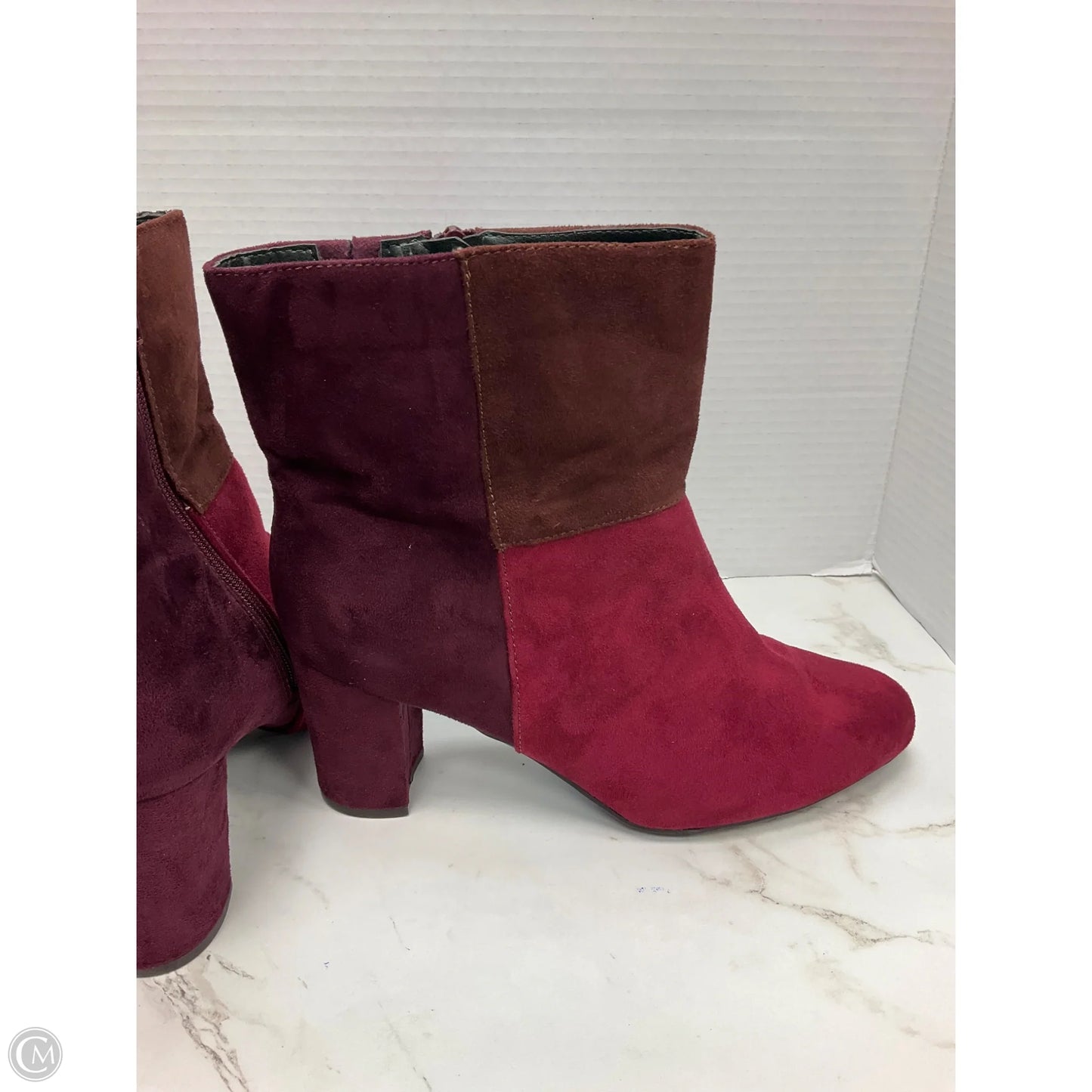 Boots Ankle Heels By Cloudwalkers In Maroon, Size: 9