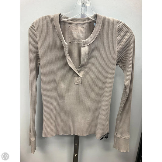 Top Long Sleeve By Aerie In Taupe, Size: S