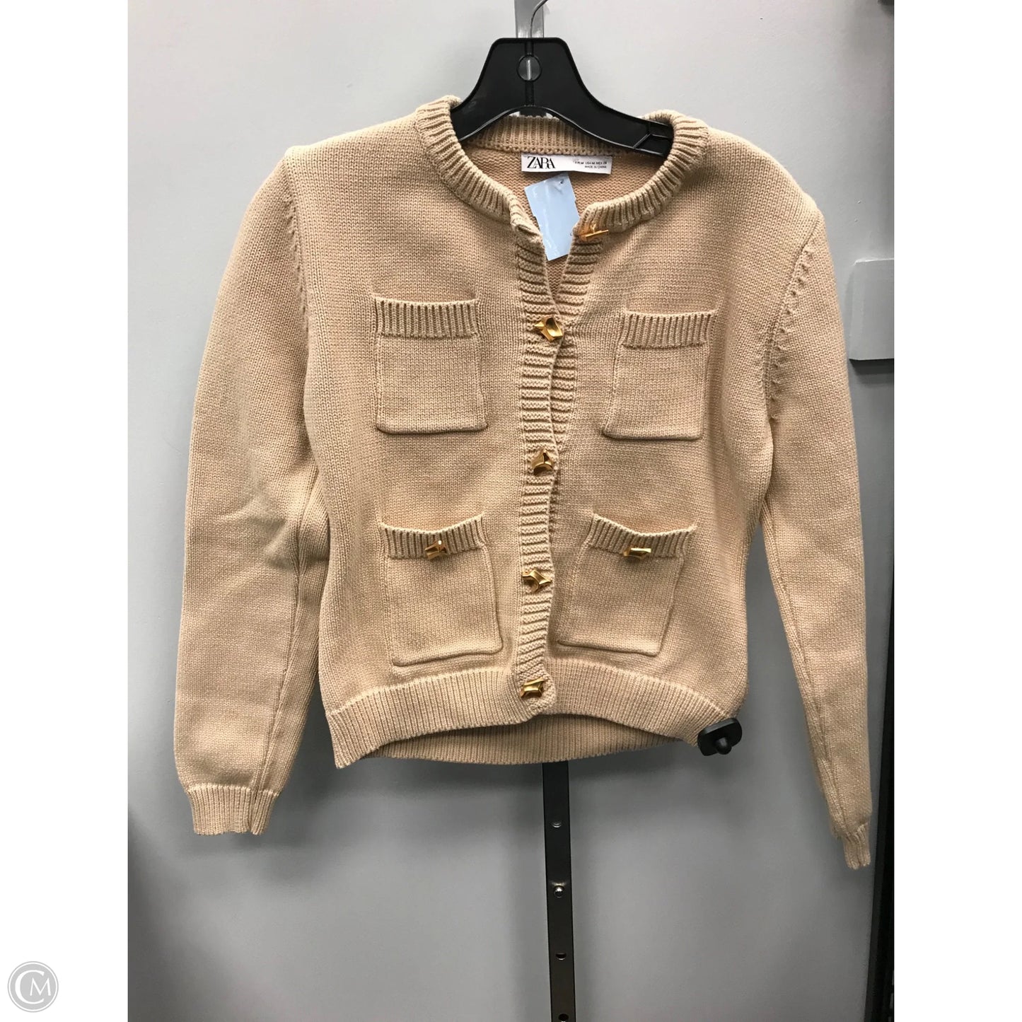 Sweater Cardigan By Zara In Tan, Size: M