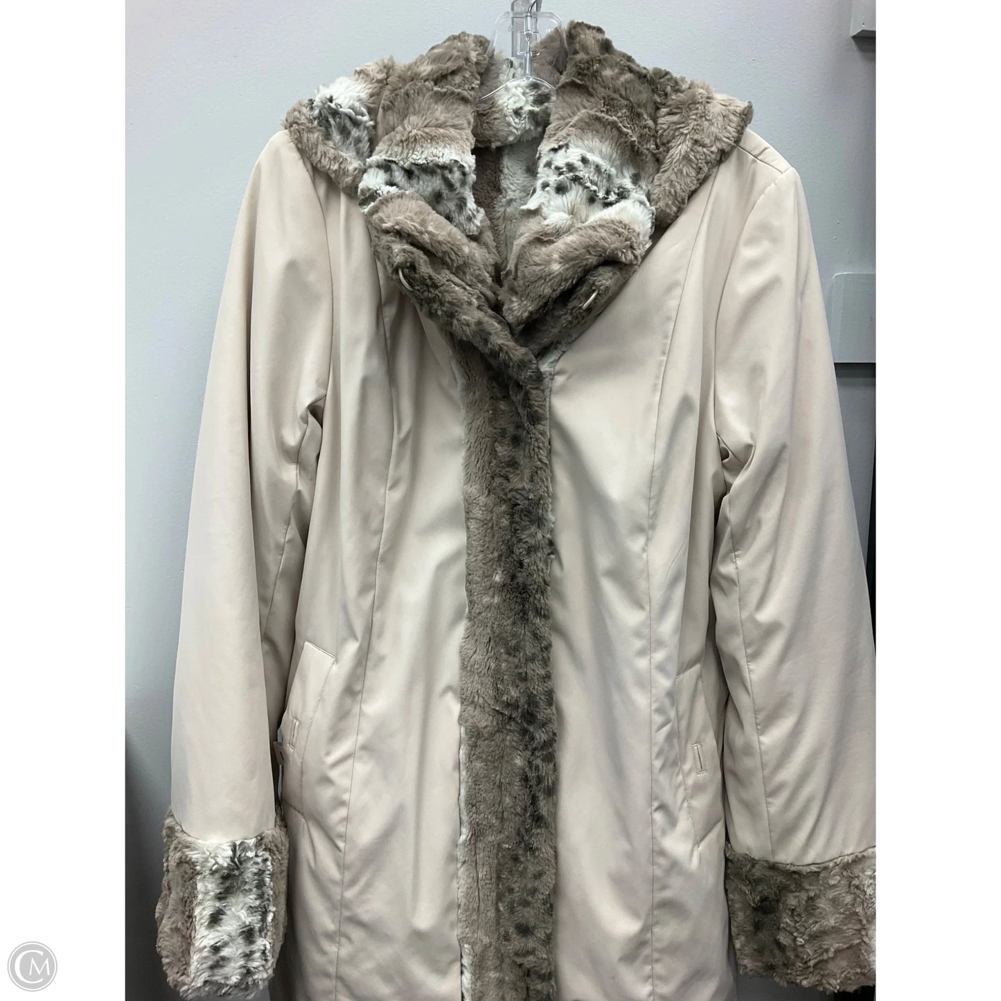 Coat Faux Fur & Sherpa By Dennis Basso Qvc In Animal Print, Size: S