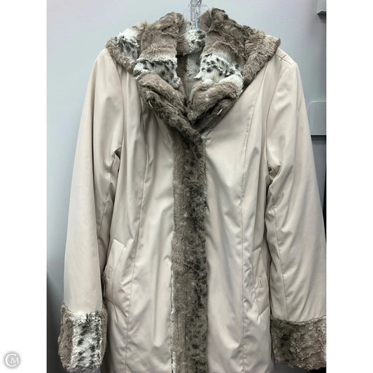 Coat Faux Fur & Sherpa By Dennis Basso Qvc In Animal Print, Size: S