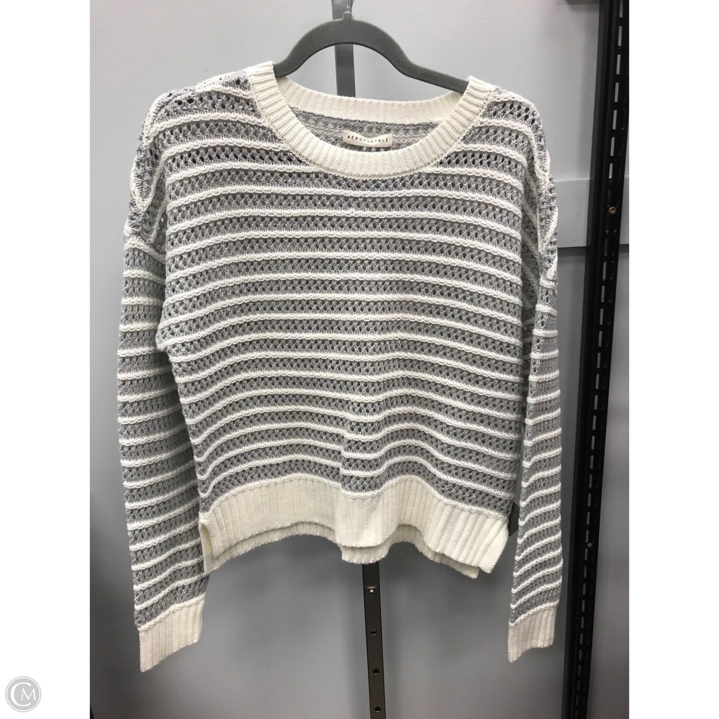 Sweater By Aeropostale In Grey & White, Size: M
